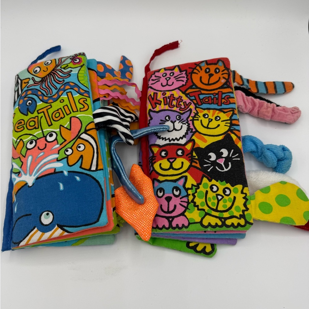 Lot Of 2 Anne Wilkinson Jellycat Kitty Tales Sea Tales Baby Crinkle Soft Book